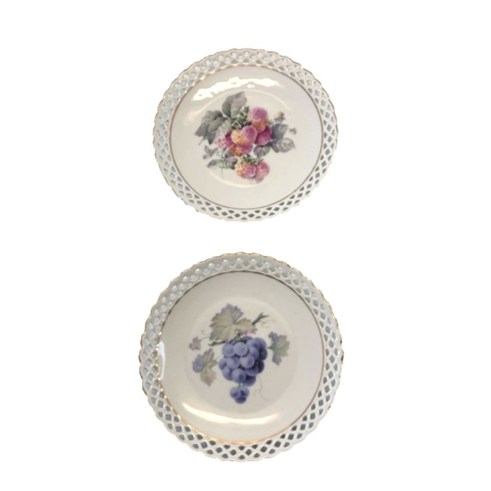 Bavaria Schumann Fruit Gilt Gold Reticulated Porcelain Plate 6"